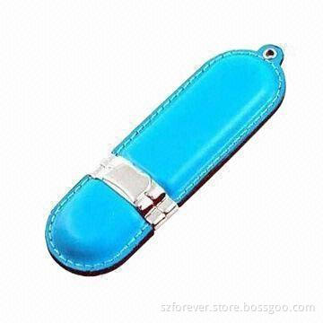 Leather USB Flash Drive, 12 to 17Mbps Reading and 4 to 6Mbps Writing Speed, Logo Printed Free
